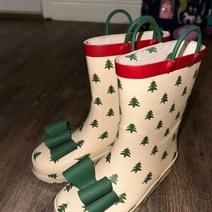 SweetHoney Cream and Green Kids Boots